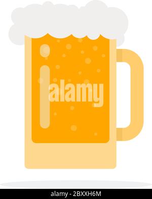 Becher Bier mit Schaum Vektor flaches Material Design isoliertes Objekt auf weißem Hintergrund. Stock Vektor