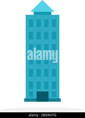 Hochhaus Stadtbau Vektor flaches Material Design isoliertes Objekt auf weißem Hintergrund. Stock Vektor