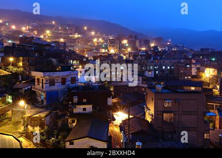 Jiu Fen Dorf in der Nacht, in Taiwan Stockfoto