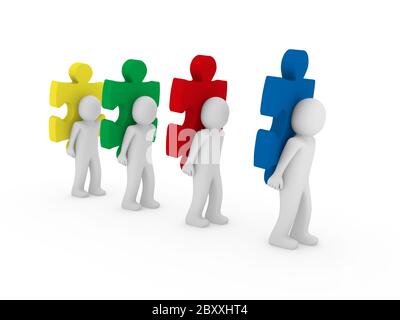 3D Männer puzzle Teamarbeit Stockfoto