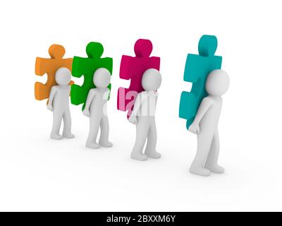 3D Männer puzzle Teamarbeit Stockfoto