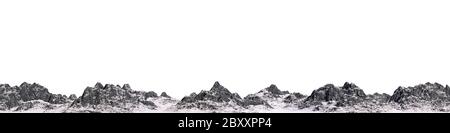 Verschneite Berge. Isolieren auf weißem Hintergrund. 3d-Rendering Stockfoto
