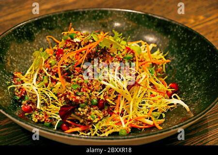 Quinoa-Salat mit Paprika, Avocado, Bohnen und Karotten Stockfoto