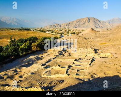 Los Paredones - Inka Ruinen in der Nähe von Nasca, Peru, Südamerika. Stockfoto