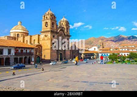 Kirche der Gesellschaft Jesu auf der Plaza de Armas in Cuzco, Peru. Stockfoto