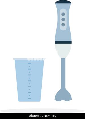 Tauchmixer und Becher Vektor flach isoliert Stock Vektor