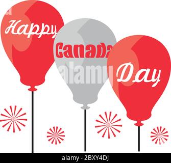 Happy Canada Tag mit Helium Ballons, nationale Feiertag Vektor Illustration Design Stock Vektor