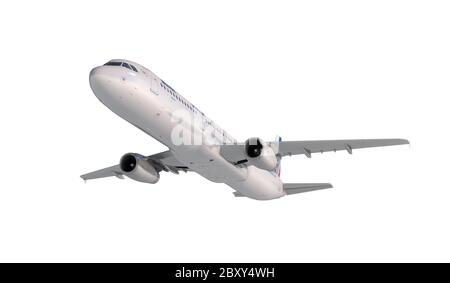 Passagier airbus a321 fliegt in den Wolken. 3d-Rendering Stockfoto