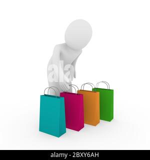 3D Mann Verkauf Tasche shopping Stockfoto