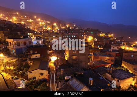 Jiu Fen Dorf in der Nacht, in Taiwan Stockfoto