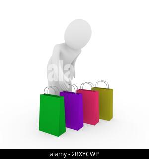 3D Mann Verkauf Tasche shopping Stockfoto