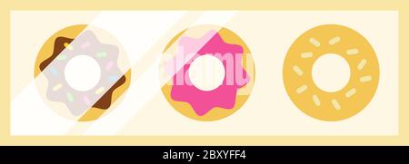 Satz von Eisendonuts in einem Feld Vektor-Symbol flach isoliert Stock Vektor