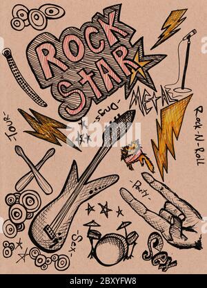 Rock Star Doodles Stockfoto