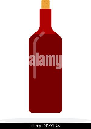 Flasche Rotwein mit Korkstopfen Stock Vektor