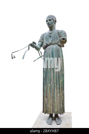 Statue Charioteer im Delphi Museum Stockfoto