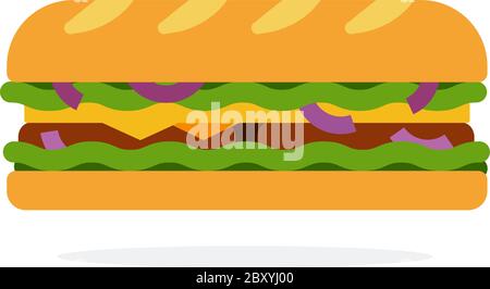Sandwich mit Salat, Zwiebeln, Speck Stock Vektor