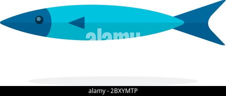 Atlantische Fischsardinen flach isoliert Stock Vektor