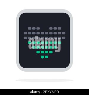 Quadratischer Smart Watch Bildschirm mit Indikatoren in Form eines Herzens Fitness Tracker Vektor flaches Symbol isoliert. Stock Vektor