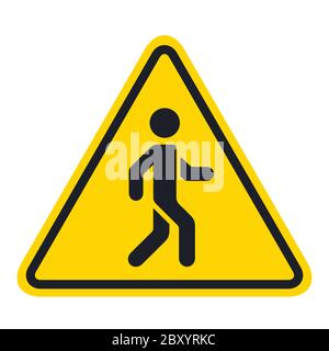 Gelbe Verkehrsschild, Fußgänger Silhouette Fitness Tracker Vektor-Symbol flach isoliert. Stock Vektor