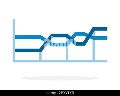 Das Diagramm ist eine grafische Darstellung der Daten durch lineare Segmente Vektor-Symbol flach isoliert. Stock Vektor