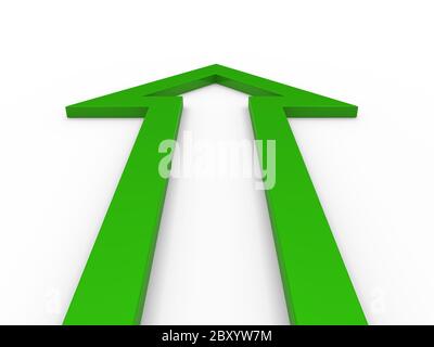 3d-Pfeil grün nach oben Stockfoto