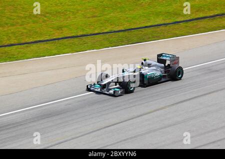 SEPANG, MALAYSIA - 8. APRIL: Niko Rosberg (Team Mercedes Petronas) beim ersten Training auf Formel 1 GP, 8. April 2011, Sepang, Malaiisch Stockfoto