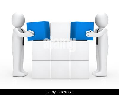 Geschäftsleute Stapeln rote Würfel Stockfoto