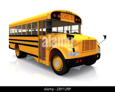 Schulbus auf weißem Hintergrund Stockfoto