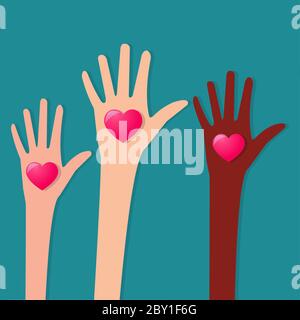 Liebe Zeichen in der Hand Vektor Illustration Symbol für Wohltätigkeit und Spende Konzept Stock Vektor