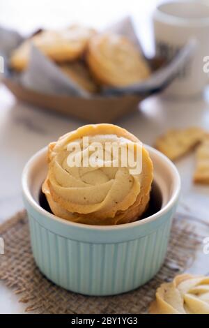 Hausgemachte Butterkeks im Stapel Stockfoto