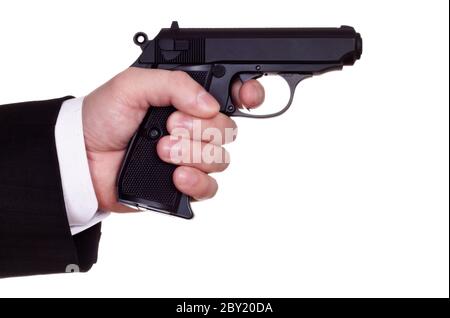 Waffe in der hand Stockfoto