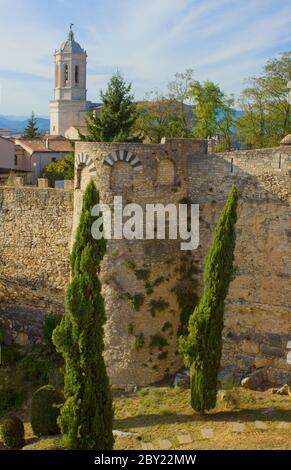 Stadtmauer, Girona, Spanien Stockfoto