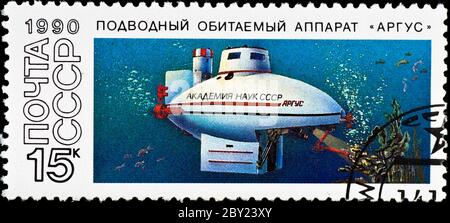 Briefmarke zeigt Prototyp U-Boot Stockfoto