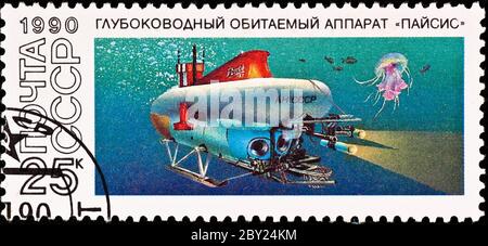 Briefmarke zeigt U-Boot Paysis Stockfoto