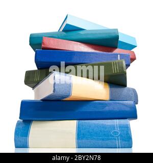 Stapel Bücher isoliert auf weiss Stockfoto