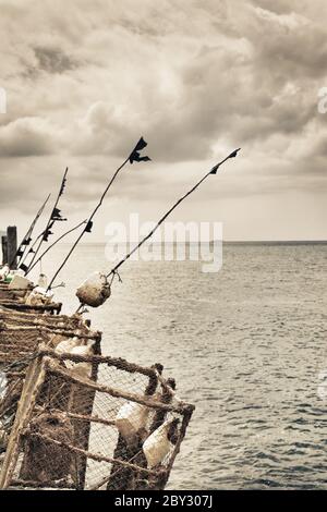 Angeln auf einem Pier Stockfoto