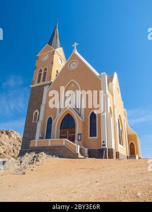 Deutsche Kolonialkirche in namibian Luderitz, Namibia Stockfoto