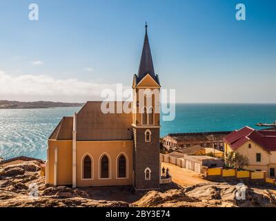 Deutsche Kolonialkirche in namibian Luderitz, Namibia Stockfoto