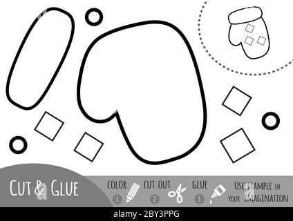 Bildung Papier Spiel für Kinder, Fäustling. Verwenden Sie Farbstifte, Schere und Kleber, um das Bild zu erstellen. Stock Vektor