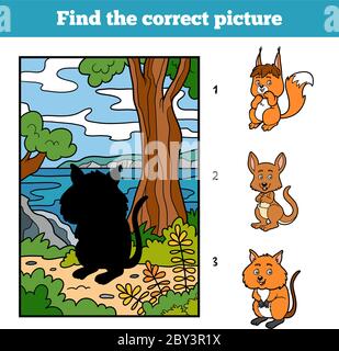Finden Sie das richtige Bild, Spiel für Kinder. Quokka und Hintergrund Stock Vektor