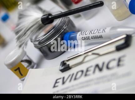 Diverse Labortests forensische Ausrüstung, konzeptionelle Bild Stockfoto