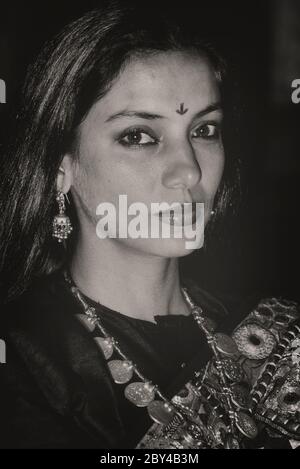 Porträt von Shabana Azmi. Indische Schauspielerin für Film, Fernsehen und Theater. 1988 Stockfoto