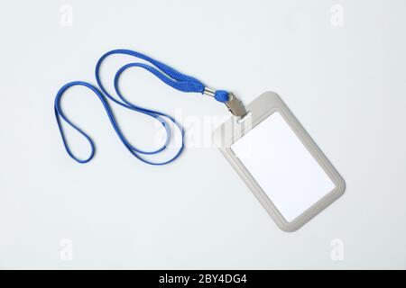 Leeres Namensschild auf weißem Hintergrund, Platz für Text Stockfoto