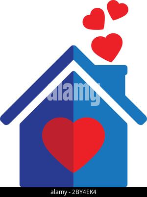 Haus mit Herz-Symbol. Symbol für die Liebe zu Hause. Symbol für das Glück der Familie Stock Vektor