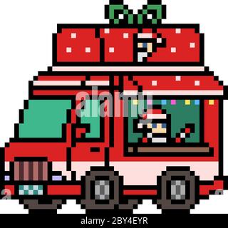 vektor Pixel Kunst santa LKW isoliert Stock Vektor