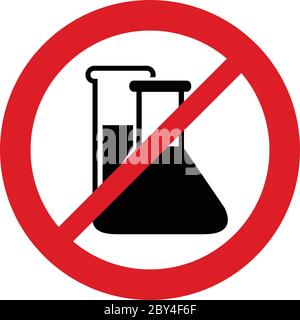 Keine Chemikalien. Chemikalien frei Vektor Zeichen. Kein GVO-Vektor-Symbol. Der rote Kreis, der das Verbot Stock Vektor