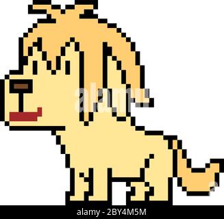 vektor Pixel Art Hund golden Retriever isoliert Stock Vektor