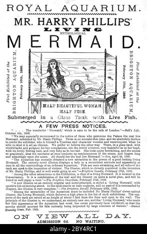 MERMAID das Royal Aquarium und der Wintergarten waren ein Ort der Unterhaltung in London, gegenüber der Westminster Abbey, die 1876 eröffnet wurde und 1903 abgerissen wurde. Stockfoto