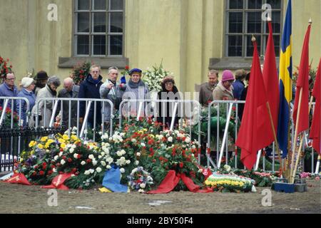 Olof Palme. Schwedischer sozialdemokratischer Politiker und Premierminister. Geboren am 14. oktober 1927. Ermordet am 28. februar 1985. Foto im Zusammenhang mit seiner Beerdigung am 15. März 1986. Stockfoto