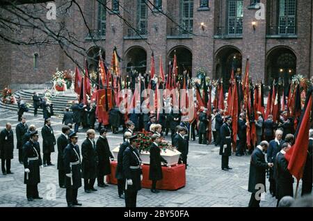 Olof Palme. Schwedischer sozialdemokratischer Politiker und Premierminister. Geboren am 14. oktober 1927. Ermordet am 28. februar 1985. Foto im Zusammenhang mit seiner Beerdigung am 15. März 1986. Stockfoto